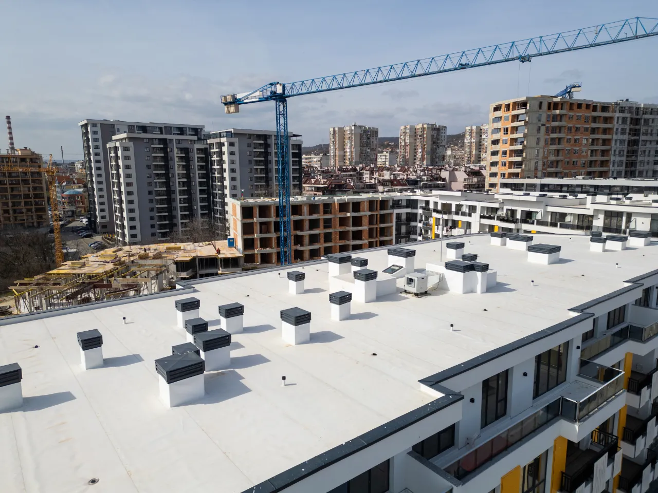 Aerial view of completed roof in New Jersey